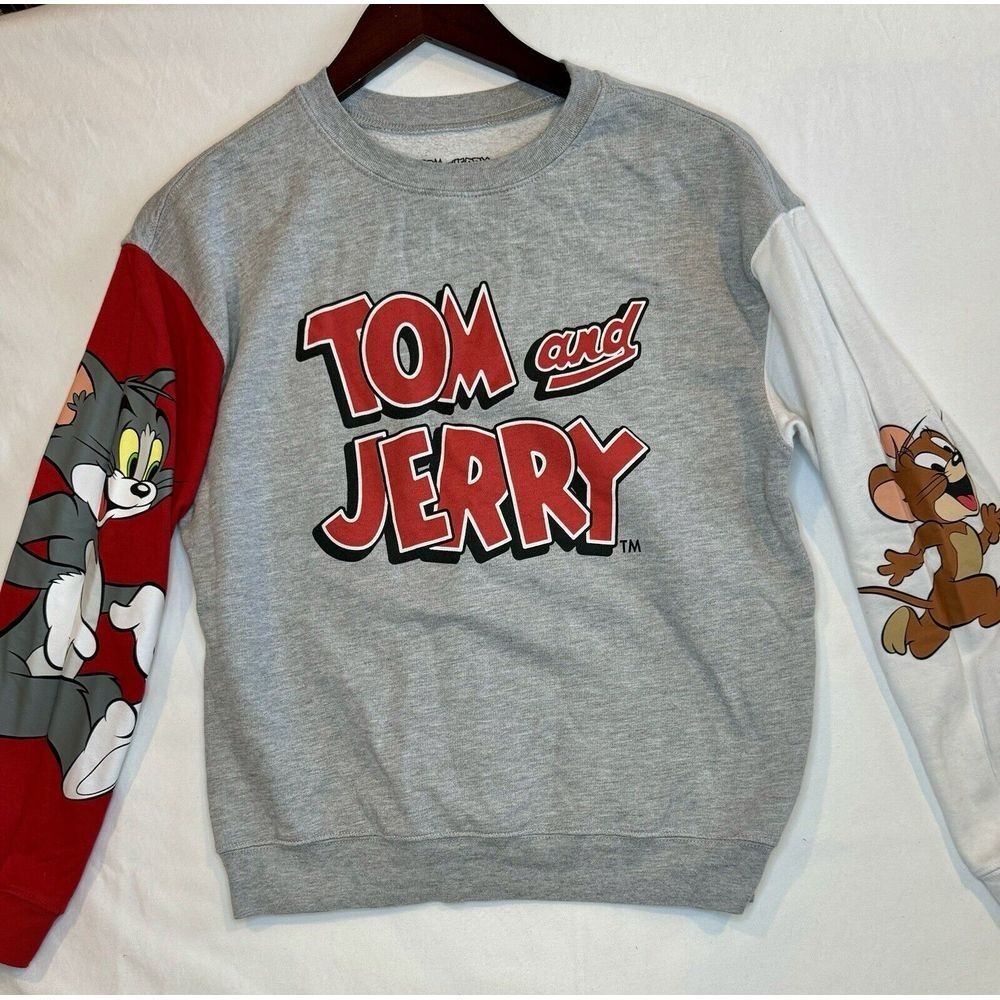 Vintage Tom And Jerry Mens Graphic Sweatshirt Crew Neck‎ Long Sleeve Sz Medium